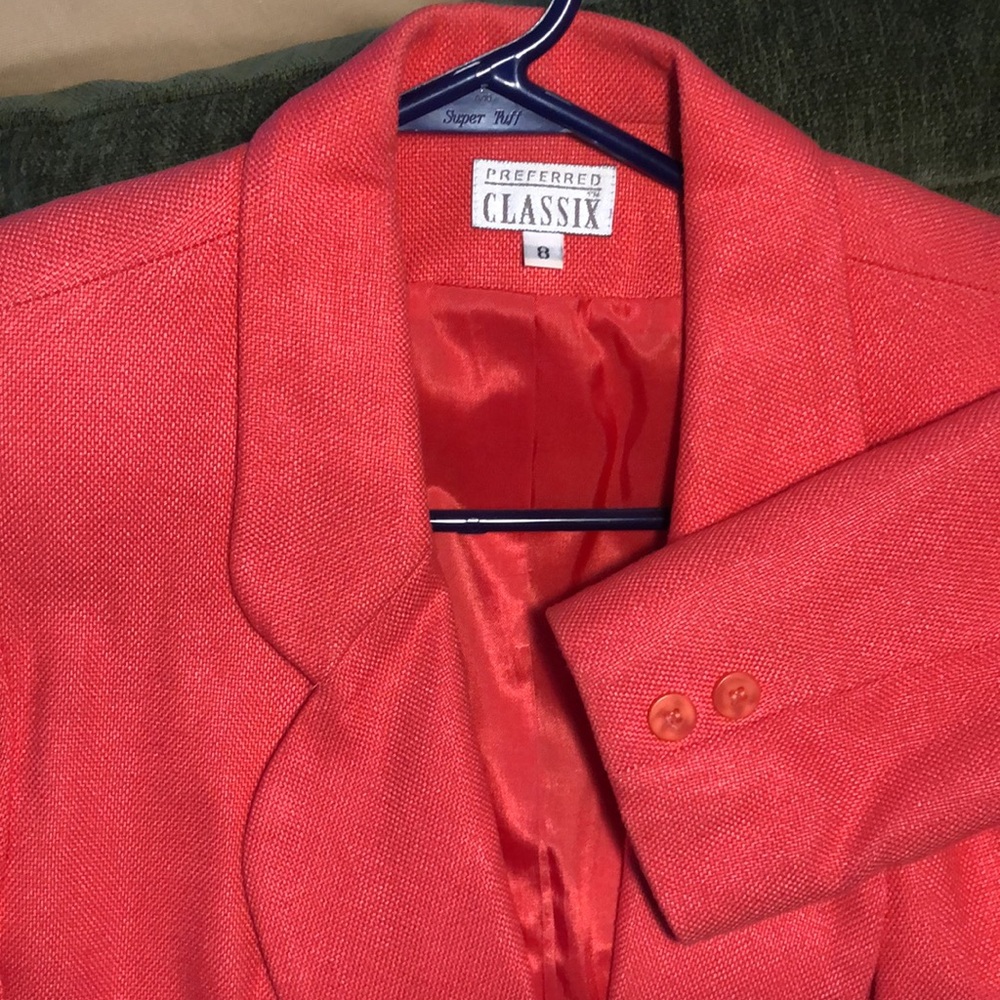 Coral linen lined blazer with front Ali pockets - Picture 2 of 2